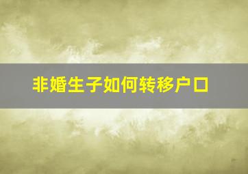 非婚生子如何转移户口