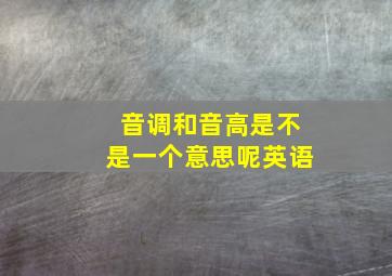 音调和音高是不是一个意思呢英语