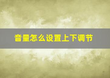 音量怎么设置上下调节