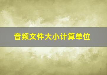 音频文件大小计算单位