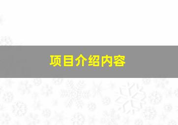 项目介绍内容