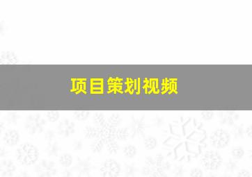 项目策划视频