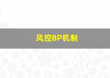 风控BP机制