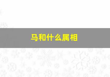 马和什么属相