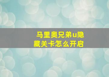 马里奥兄弟u隐藏关卡怎么开启