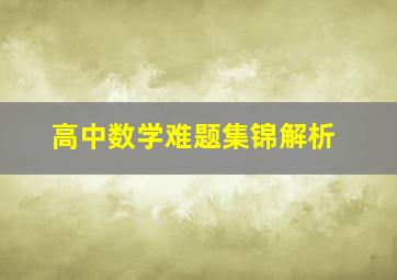 高中数学难题集锦解析