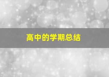 高中的学期总结