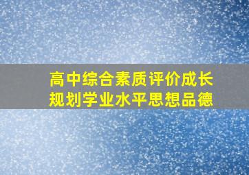 高中综合素质评价成长规划学业水平思想品德