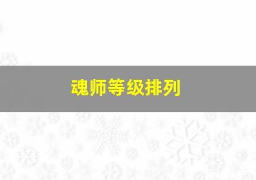 魂师等级排列