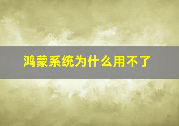 鸿蒙系统为什么用不了